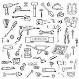 Tools Construction Mechanic Drawing Doodle Hand Set Getdrawings Drawn Vector sketch template