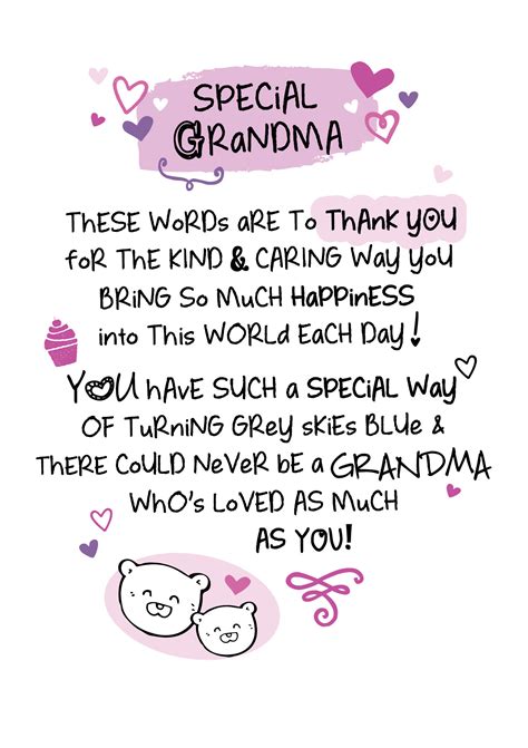 special grandma inspired words greeting card blank  birthday cards