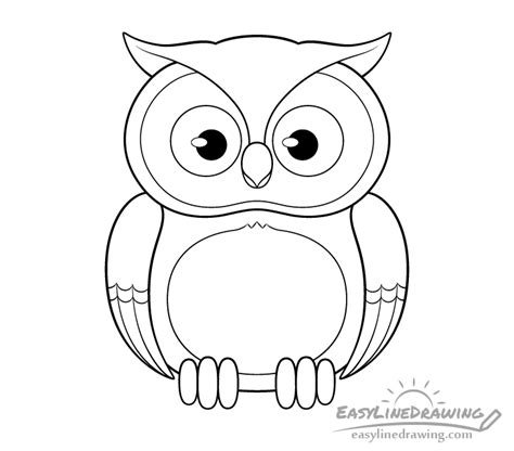 draw  owl step  step easylinedrawing