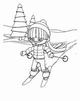 Coloring Skiing Downhill Learning People sketch template