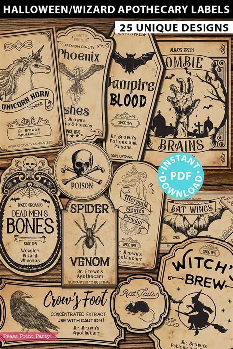 halloween labels  bottles apothecary printables