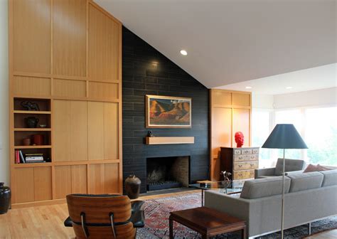 mid century modern ranch remodel modern living room portland  korbich architects llc