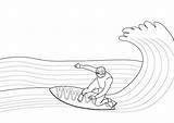 Colorear Dibujos Surfear Ola Surfista Deporte Actividades Mucho Pueda sketch template