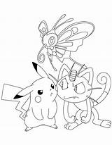 Pokemon Coloring Pages Pikachu Printable Sheets Kids Meowth Cute Colouring Pdf Print Book Tegning Picgifs Cartoon Tegninger Printables Anime Among sketch template