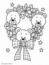 Coloring Pages Christmas Teddy Bears Printable Holidays Kids sketch template
