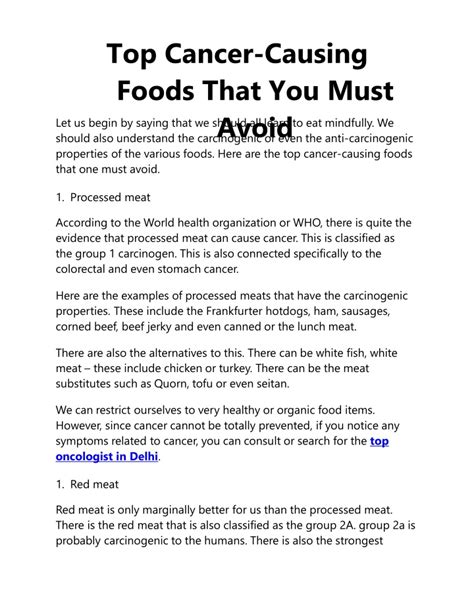 ppt top cancer causing foods that you must avoid powerpoint