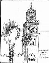 Morocco Koutoubia sketch template