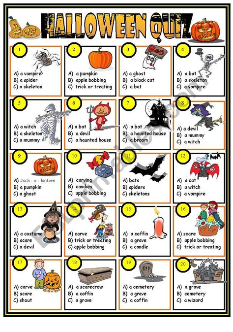 halloween quiz key included esl worksheet  jazuna