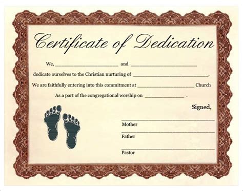 baby dedication certificate template  word  printable artofit