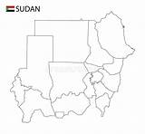 Sudan Detailed Regions Globe Administrative sketch template