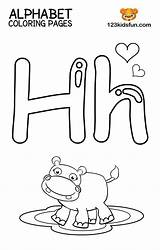 Alphabet 123kidsfun Hippo sketch template
