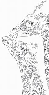 Giraffe Zentangle Doodle Drawn Mandala Indulgy Clipground Desen sketch template