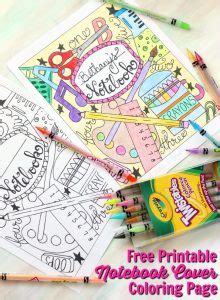 printable notebook cover coloring page title   crafting chicks
