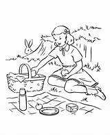 Picnic Coloring Pages Kids Spring Children Fun Popular sketch template