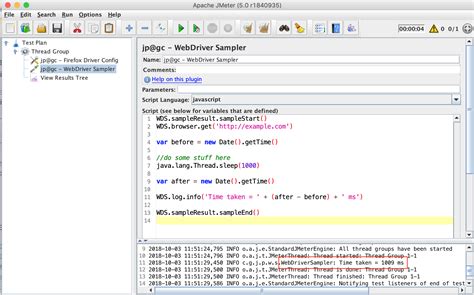 log  current time  jmeter webdriver sampler stack overflow