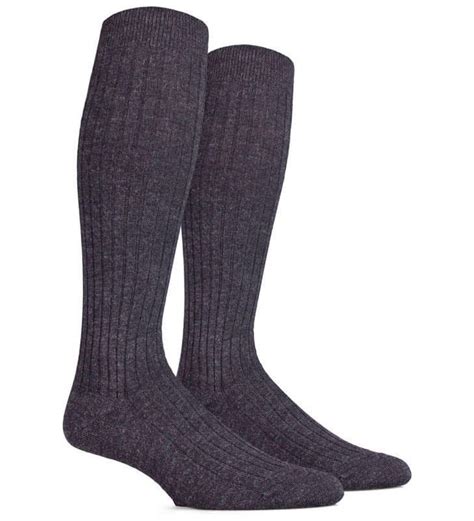 Merino Wool Blend Ribbed Knee High Socks Mens Over The Calf Socks