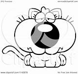 Depressed Kitten Cute Clipart Cartoon Outlined Coloring Vector Thoman Cory Royalty sketch template
