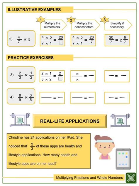 multiplying fractions   numbers  grade math worksheets