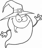 Halloween Ghost Coloring Witch Hat Pages Wearing Drawing Printable sketch template