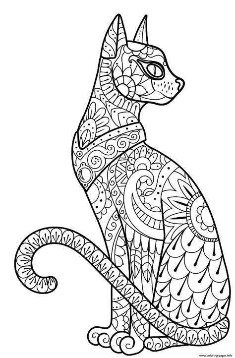 halloween intricate cat coloring page printable