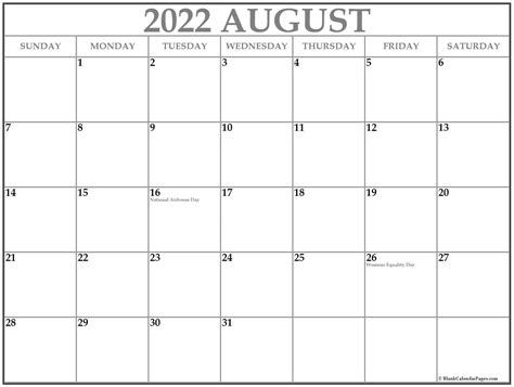 august calendar  printable calendar printables  blank