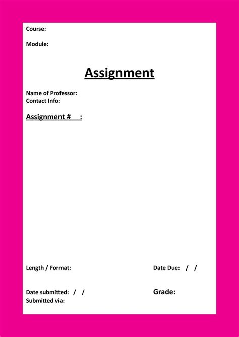 organize  college binder cover page template cover pages college assignment cover