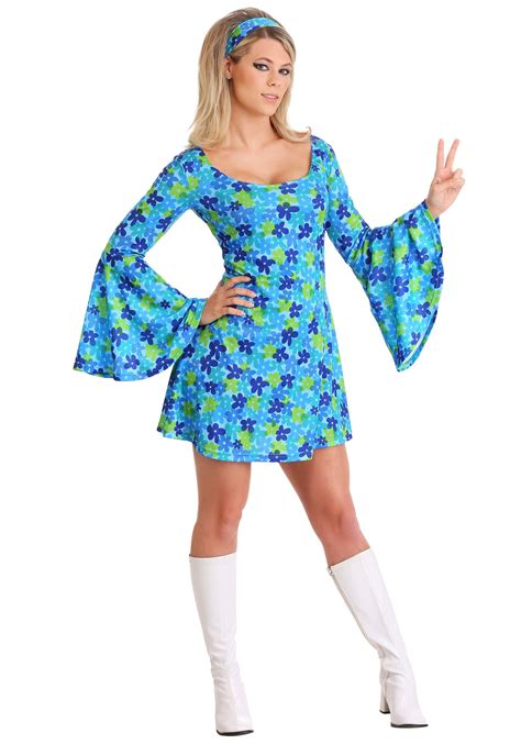 Wild Flower 70s Hippie Dress Costume For Women