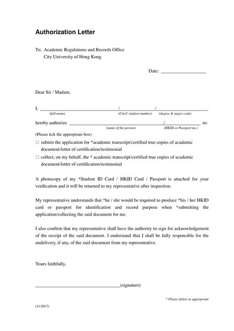 sample authorization letter  receive documents