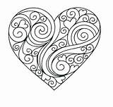 Coloring Pages Hearts Ribbons Heart Getcolorings sketch template