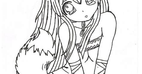 anime fox girl pages coloring pages