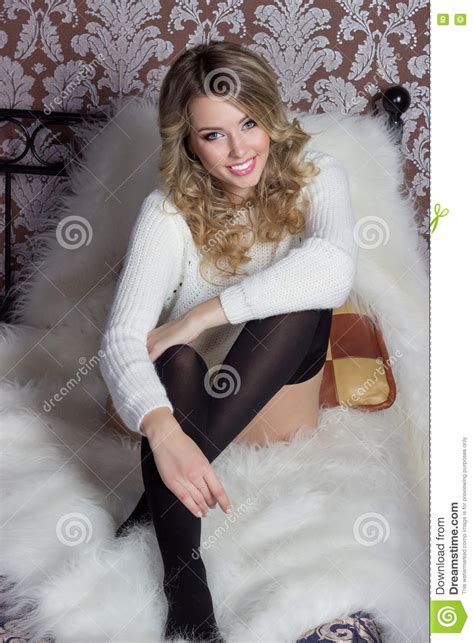 Beautiful Cheerful Cute Girl With A Bright Smile Snow