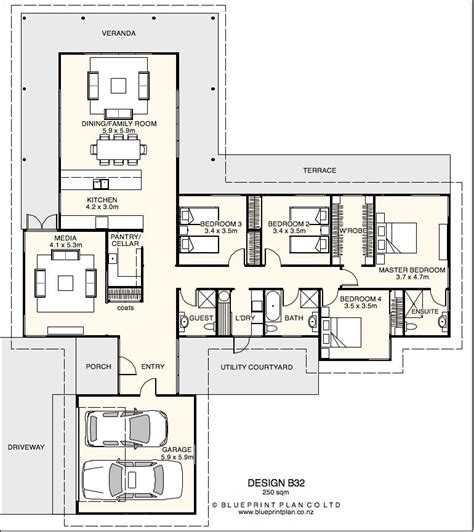 image result  good  sqm family home plans  shaped  bedroom house plans ranch house