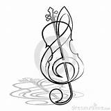 Violin Clef Treble Tattoo Vector Music Drawing Illustration Bow Clipart Graphics Dreamstime Tattoos Bass Illustrations Vectors Getdrawings Designs Cello Notes sketch template