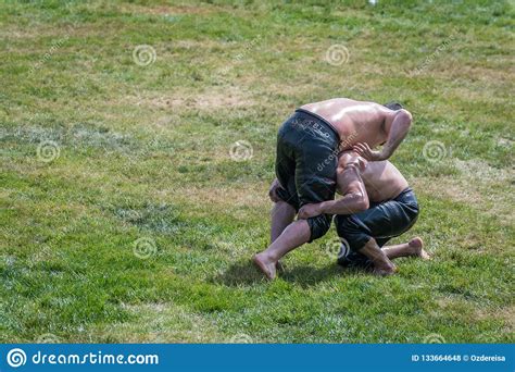 Turkish People Performing Oil Wrestling Or Grease