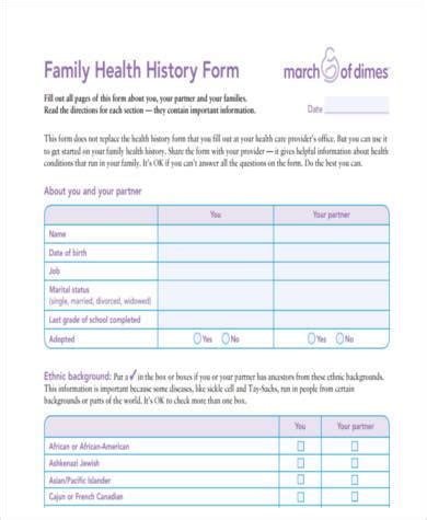 sample family medical history forms  ms word