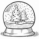 Globe Christmas Snow Snowglobe Drawing Drawings Sketch Coloring Kids Pages Draw Doodle Vector Clipart Illustration Tree Globes Style Show Easy sketch template