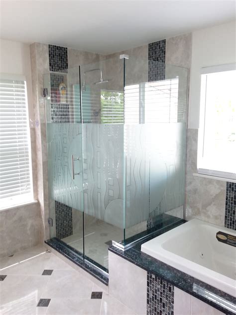 corner enclosure etched and sandblasted shower doors creative mirror