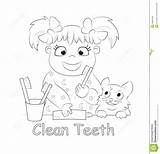 Teeth Brushing Bambino Denti Suoi Pulisce sketch template