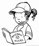 Coloring Reading Baseball Pages Books Activities Girl Book Kids Sheets Color Little Games Printable Kid Getcolorings American sketch template