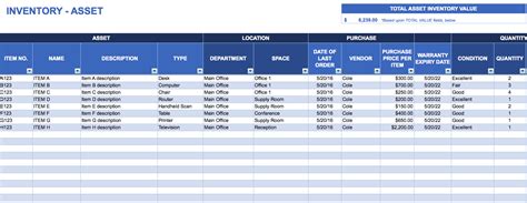 Asset Management Spreadsheet Template —