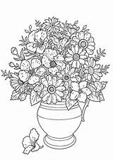 Colorare Mazzo Flowers Hard Difficult Disegni Vase Complicated Sketch sketch template