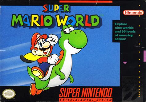 super mario world 1990 snes box cover art mobygames