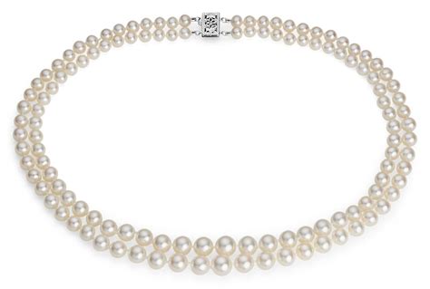 Double Strand Graduated Freshwater Cultured Pearl Necklace With 14k