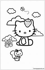 Kitty Hello Pages Coloring Loves Coloringpagesonly Strawberries Color Colouring Cartoon sketch template
