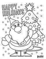 Coloring Christmas Pages Happy Holidays Santa Kids Claus Snowman sketch template