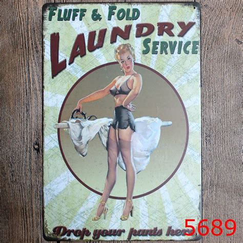 30x20cm Pin Up Laundry Service Vintage Home Decor Tin Sign For Wall