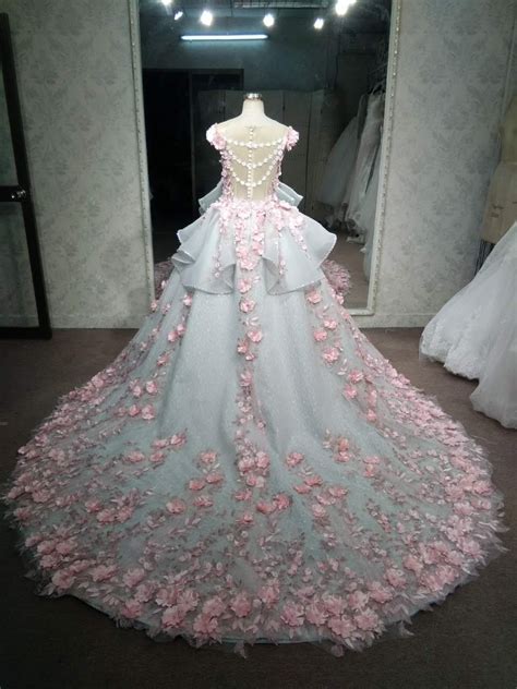pink  grey  size   shoulder wedding gown gowns couture bridal gowns quince dresses