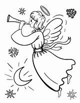 Christmas Pages Printable Angel Coloring Angels Coloringcafe Sheets sketch template