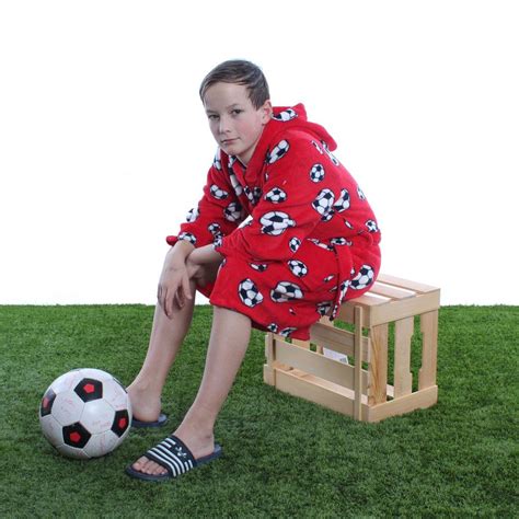 badjas kind voetbal rood capuchon  fleece jongens en meisjes badjascom