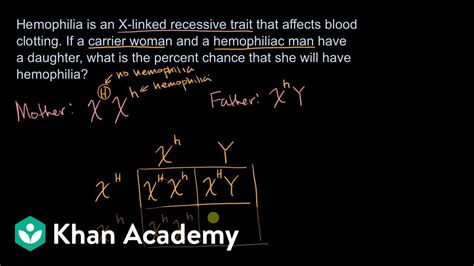 example punnet square for sex linked recessive trait high school biology khan academy youtube